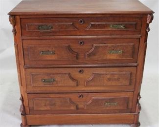 776 - Victorian carved walnut 4 drawer gentleman's chest 41 x 40 x 18
