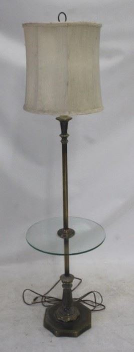 780 - Vintage Floor Lamp w/ Glass Table 60.5 tall
