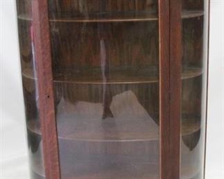 781 - Triple Curved Glass Empire Oak Cabinet 61 x 37 x 19

