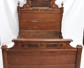 786 - Victorian carved walnut high back bed 79 x 56.5 x 81
