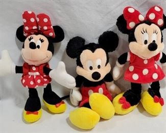 917 - 3 Stuffed Disney Characters, 10" tall 2 - Mini's 1 - Mickey
