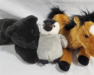 923 - Lot of 3 Stuffed Animals Very Clean & Nice Black Cat is 12" long
