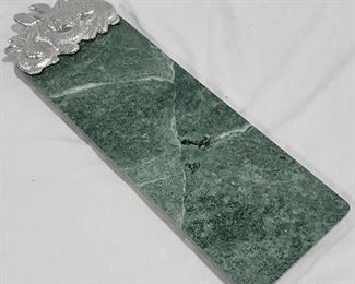957 - Marble Charcuterie Board w/ bunny accents 19.5 x 6
