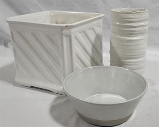 961 - Ceramic Square Planter, Vase & Art Pottery Bowl planter is 9.5 x 9.5 x 8.5 tall
