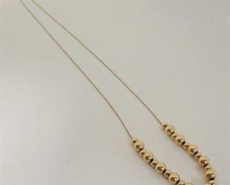 991 - 14k Gold 24" Chain w/gold beads & gemstone
