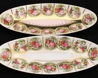 1150 - Pair Czechoslovakian oval porcelain trays 10 1/4 x 4
