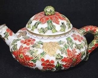 1190 - Brass Cloisonne musical teapot 6 1/2 x 4
