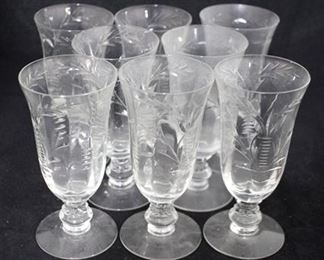 1202 - 8 Vintage Tiffin cut Tif 3 juice glasses
