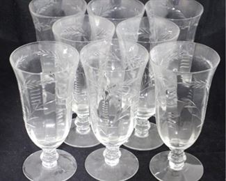 1203 - 8 Vintage Tiffin cut Tif 3 iced tea glasses
