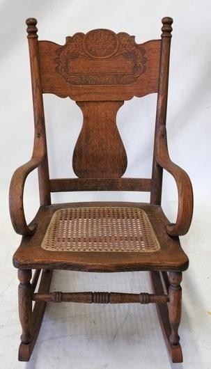 1213 - Vintage cane seat rocking chair 36 x 16 x 32
