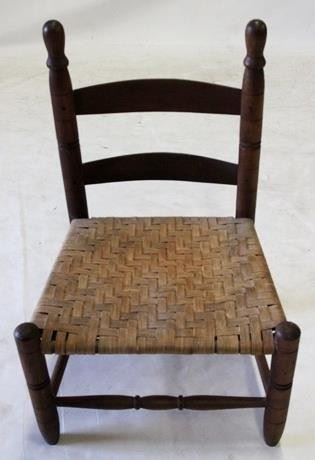 1220 - Primitive child's woven seat chair 27 x 18 x 16
