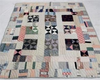 1224 - Vintage hand stitched quilt 79 x 63

