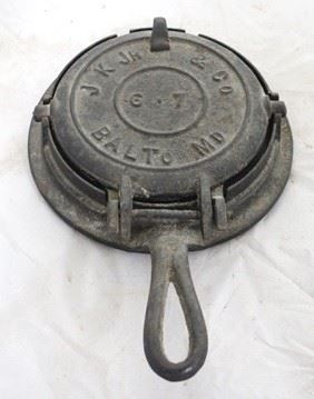 1234 - J K Jr Baltimore, MD cast iron waffle maker 11 x 8
