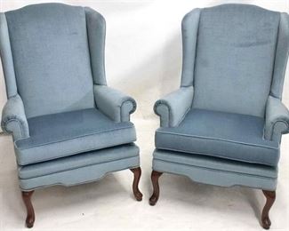 2020 - Matching pair blue wing back chairs 43 x 29 x 32

