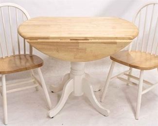 2024 - Painted & wood finish pedestal table & 2 chairs
