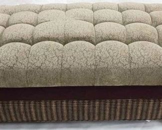 2030 - Taylor King custom upholstered tufted top ottoman 18 x 51 x 33 one button on top missing
