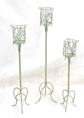 2038 - Set of 3 metal candle stands tallest 43" tall
