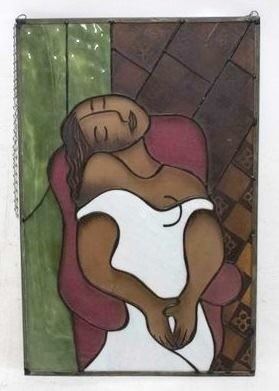 2054 - Stained glass Picasso woman 20 1/2 x 13 1/2
