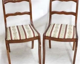 2055 - Matched pair rose carved vintage dining chairs 33 x 17 x 18
