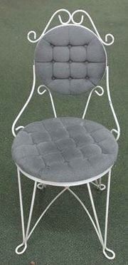 2070 - White metal tufted vanity chair 33 x 16 1/2 x 17
