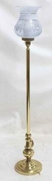 2072 - Brass floor lamp with etched glass shade 60 1/2"
