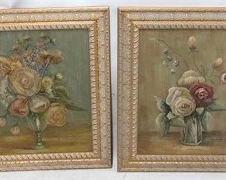 2074 - Matched pair canvas paintings in carved frames 26 x 21 1/2
