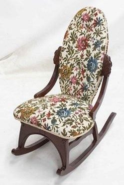 2174 - Vintage Victorian upholstered ladies rocking chair 35 x 31 x 19