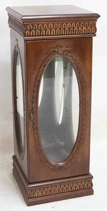 2188 - Vintage carved curio cabinet pedestal 41 1/2 x 16 x 15 1/2 One glass needs to be put in, no shelf
