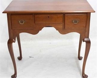 2193 - Early Queen Anne 3 drawer lowboy pegged & dovetailed construction missing brass escutcheon 32 x 36 1/2 x 20 1/2
