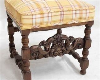 2210 - Fancy carved tall foot stool 19 1/2 x 19 x 18
