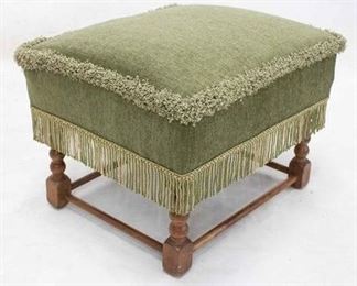 2229 - Upholstered top foot stool w/ fringe 17 x 23 1/2 x 19 1/2
