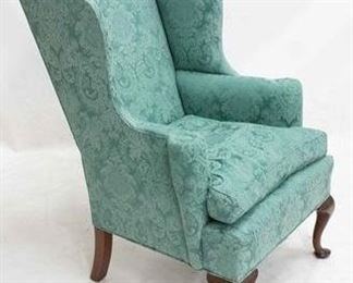 2238 - Biggs custom made Queen Anne wing chair 44 1/2 x 29 x 24 1/2 pad feet
