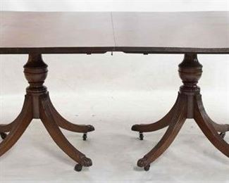 2240 - Duncan Phyfe mahogany double pedestal dining table 30 1/2 x 70 1/2 x 40 1/2 scratches on top
