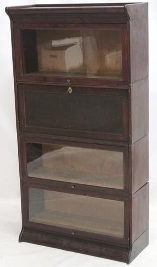 2247 - Vintage 4 stack bookcase / desk by Gunn Fall front 3rd stack with key 66 x 39 1/2 x 14 1/2
