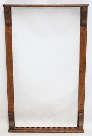 2253 - Vintage oak pool cue rack 52 1/2 x 22

