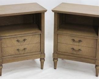2255 - Pair mid-century bedside stands by Stanley 22 x 22 1/2 x 18 1/2
