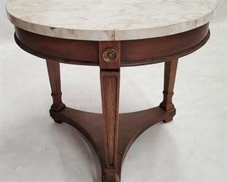 2280 - Faux marble top round side table 20 1/2 x 22
