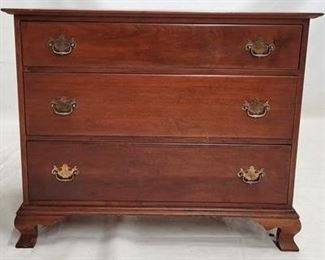 2278 - Three drawer mahogany bracket foot chest 35 x 42 x 21 wear spots on top

