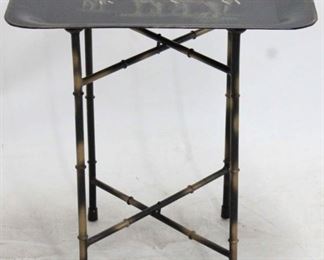 2315 - Elephant tray top butler table Bamboo design base 20 x 20 x 10
