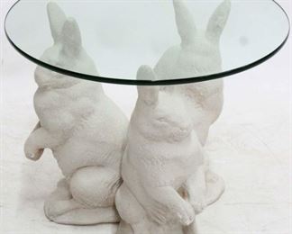 2312 - 3 Bunny base glass top side table 20 x 24
