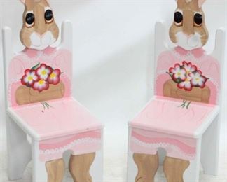 2320 - Child's painted bunny table & 2 chairs chairs 25 x 12 x 11
