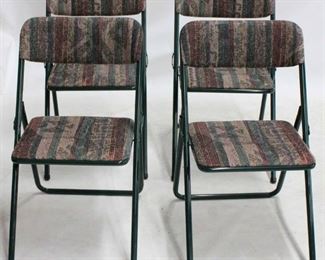 2325 - Set of 4 folding upholstered metal chairs 30 x 16 x 21
