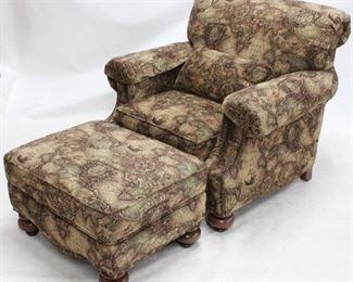 2334 - Bassett old world upholstered chair & ottoman chair 41 x 44 x 37 1/2 ottoman 17 1/2 x 30 x 23
