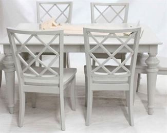 2340 - Painted gray dining table & 6 chairs with leaf table 30 x 60 x 42 chairs 37 1/2 x 19 1/2 x 23 1/2
