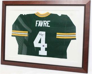 2347 - Brett Favre autographed football jersey w/COA Framed under glass 36 x 47 1/2
