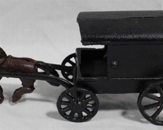 2462 - Cast Iron Horse & Buggy 8.5" long
