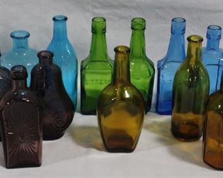 2464 - 15 Colored Glass of assorted sizes tallest one is 6.5" tall
