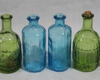 2473 - 6 Colored Miniature Glass Bottles 2 3/4" tall
