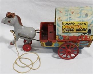 2484 - Fisher-Price Cowboy Joe's Musical Chuck Wagon Pull Toy - 12 x 7 x 5
