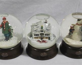 2489 - 3 Rockwell Snow Globes 4 1/2" tall
